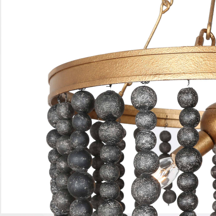 Rutilar 3-Light Black and Gold Chandelier