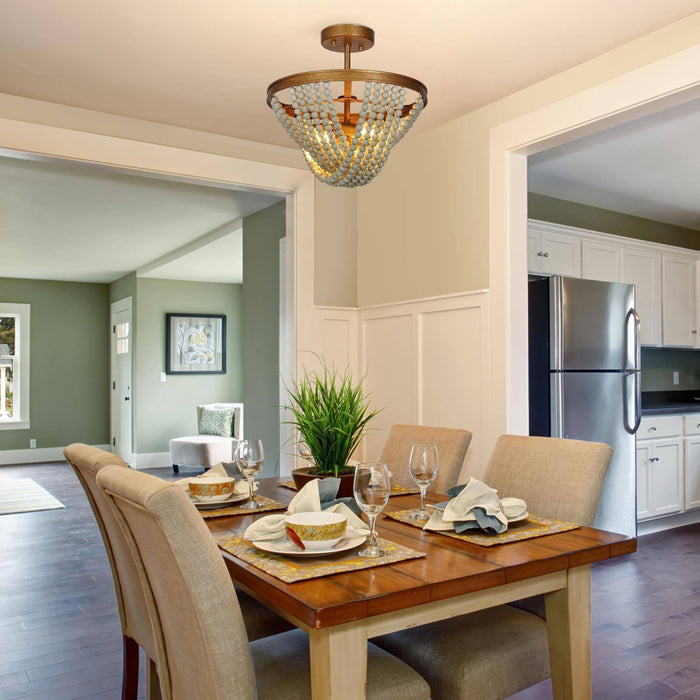 Cympha 2-Light Gold Semi-Flush Mount Light