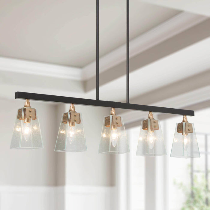 Dendora 5-Light Black and Gold Island Light