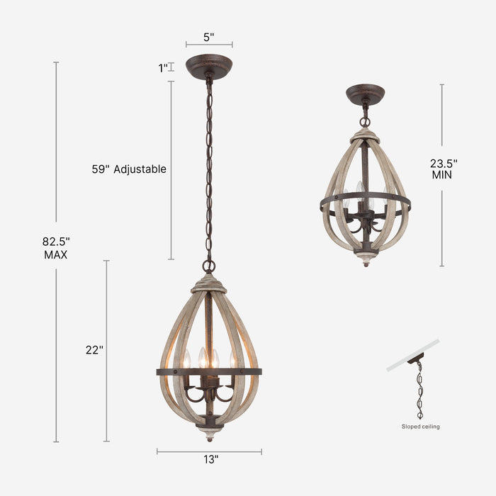 Heffebo 4-Light Wood Chandelier