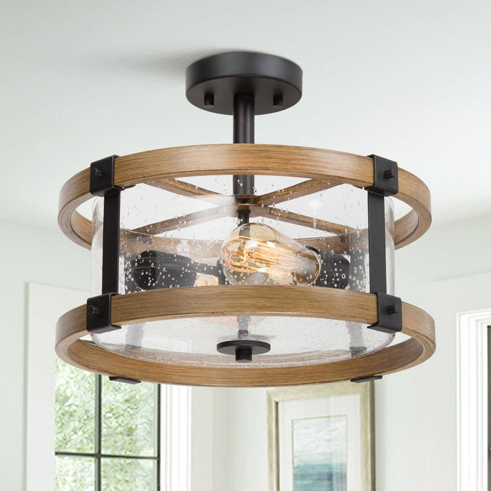 Garlic 2-Light Wood Semi-Flush Mount Lights