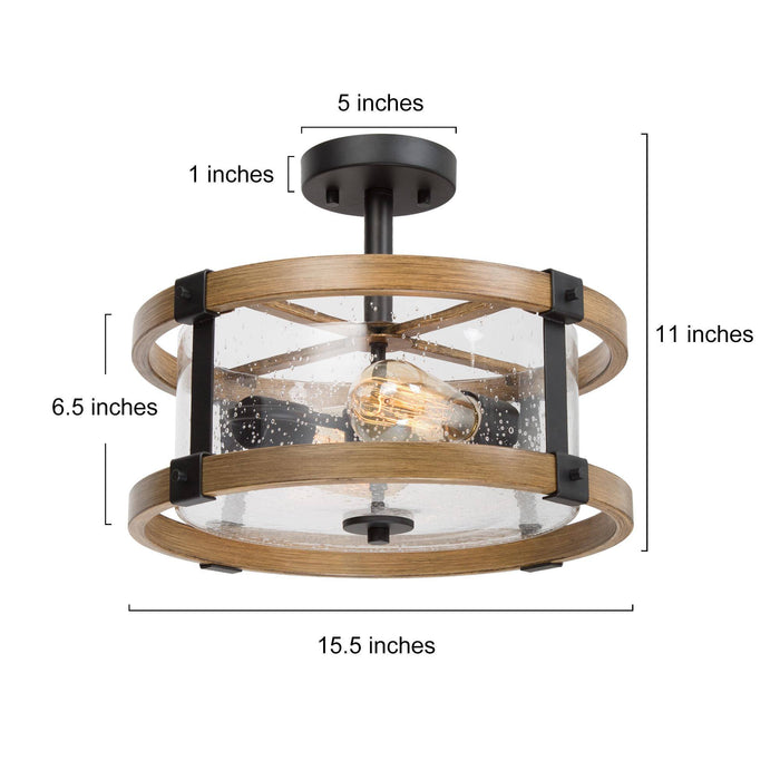 Garlic 2-Light Wood Semi-Flush Mount Lights