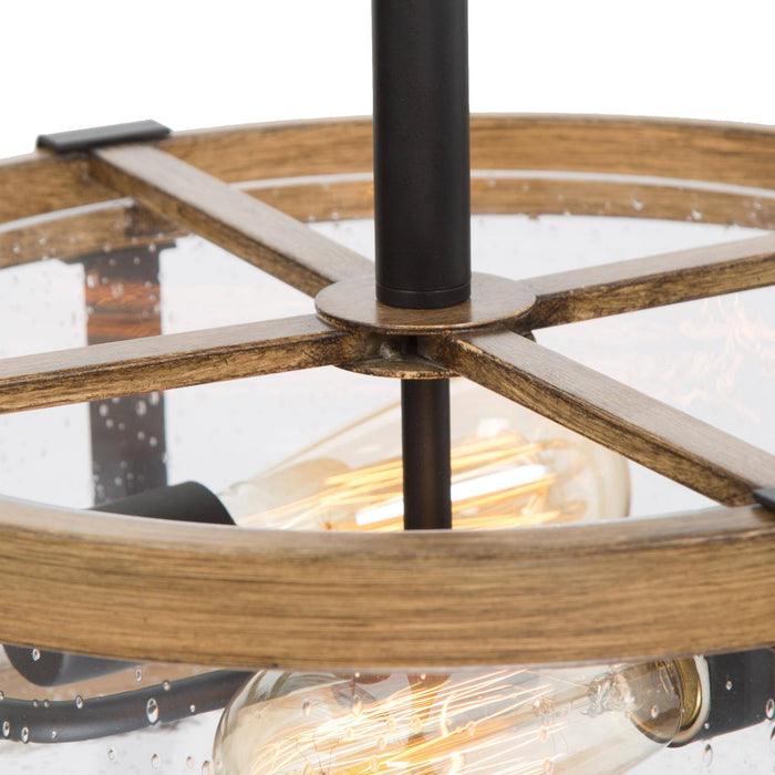 Garlic 2-Light Wood Semi-Flush Mounts