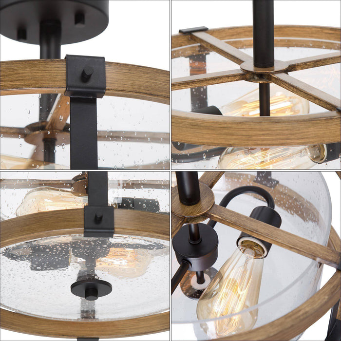 Garlic 2-Light Wood Semi-Flush Mount Lights