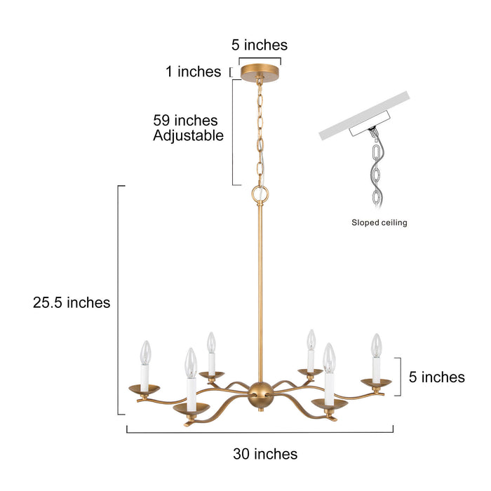 Camisia 6-Light Gold Chandelier