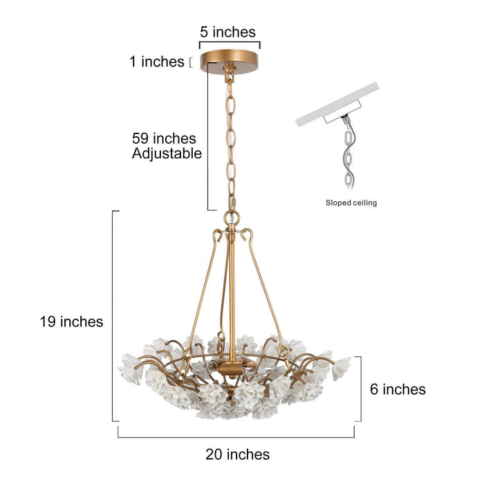 Arilen 3-Light Gold Ceramic Chandeliers