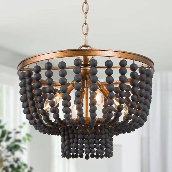 Taviel 4-Light Black and Gold Chandeliers