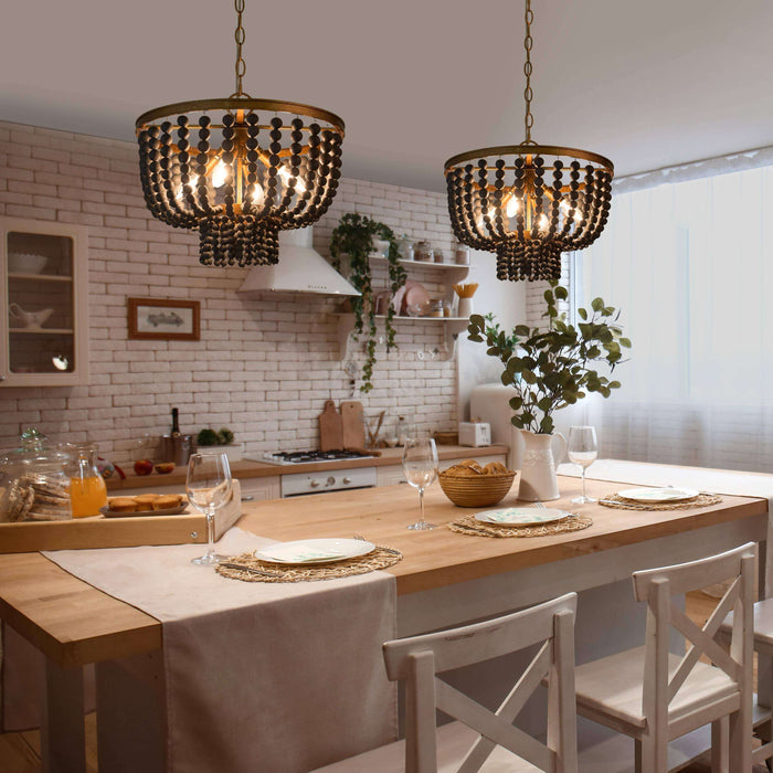 Taviel 4-Light Black and Gold Chandeliers