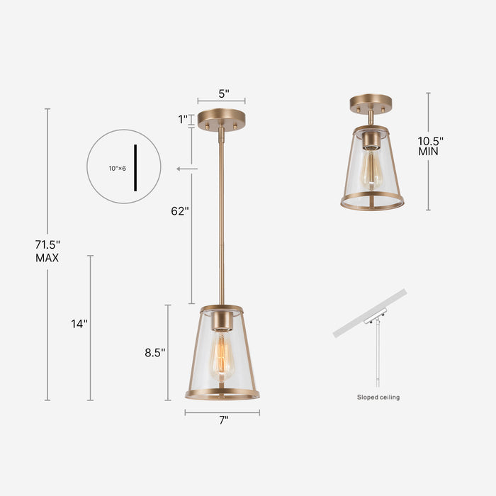 Ravelis 1-Light Gold Pendant Light