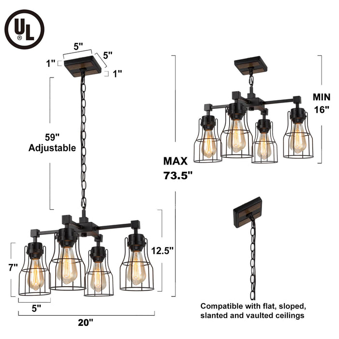 Picuka 4-Light Black Chandelier