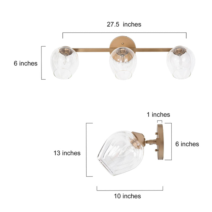 Isidore 3-Light Gold Bathroom Vanity Light