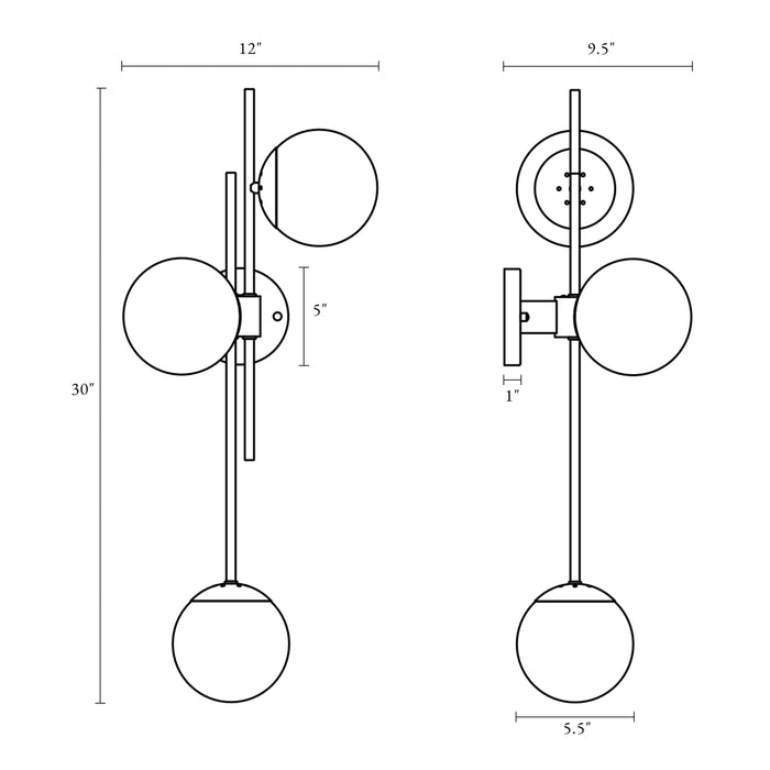 Memmig 3-Light Brass Wall Sconces