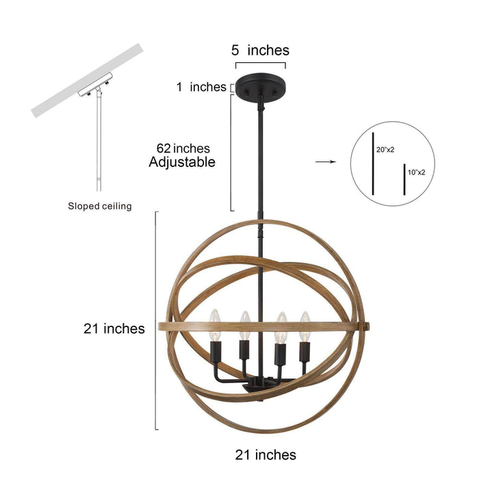 Mirabil 4-Light Wood Chandeliers
