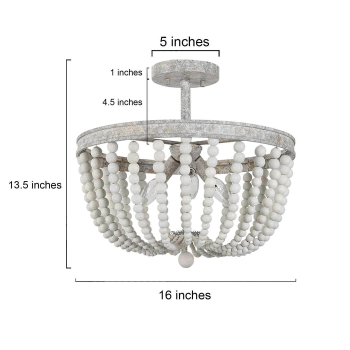 Maugon 3-Light White Semi-Flush Mount Light