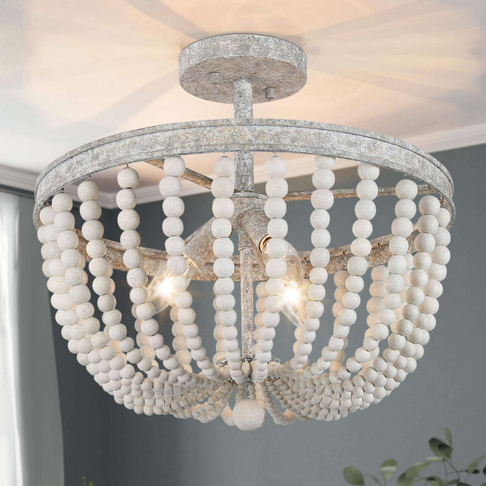 Maugon 3-Light White Semi-Flush Mount Light