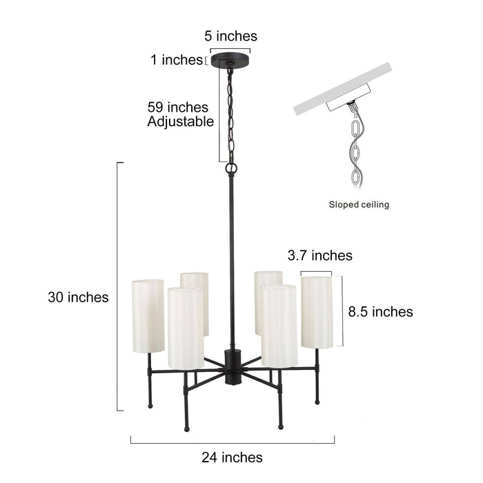 Tyrone 6-Light Black and White Chandelier
