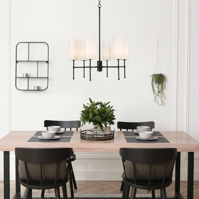 Tyrone 6-Light Black and White Chandelier