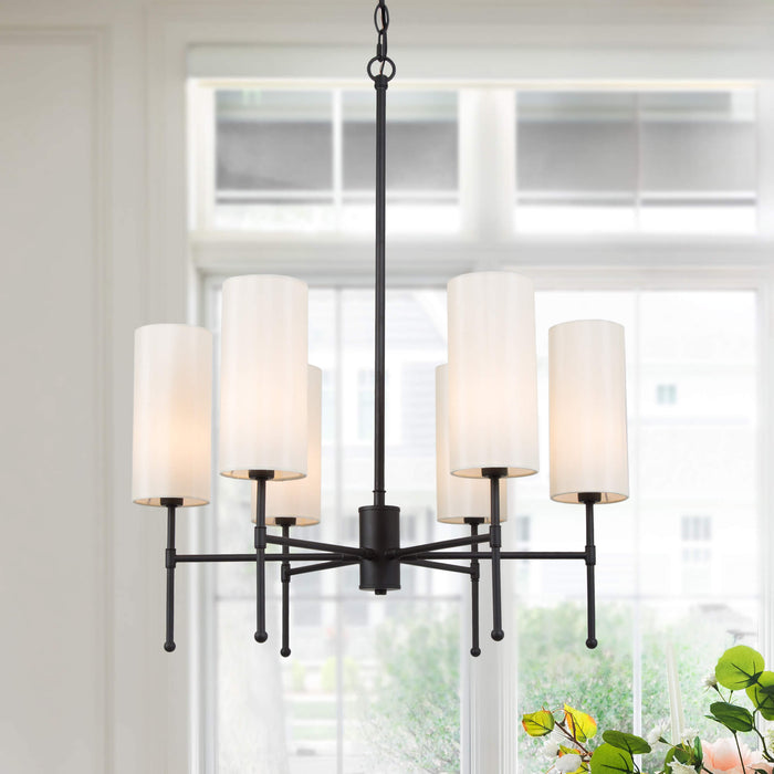 Tyrone 6-Light Black and White Chandelier