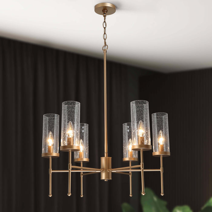 Tyrone 6-Light Gold Seeded Glass Chandelier