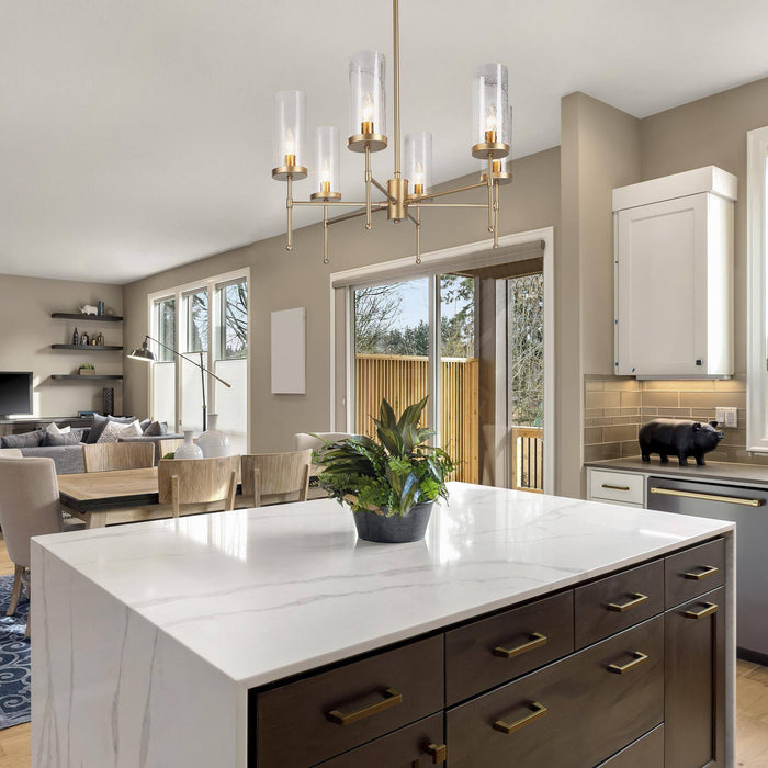 Tyrone 6-Light Gold Seeded Glass Chandelier
