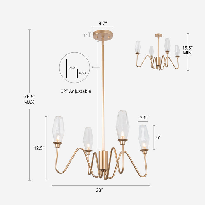 Drelmyn 4-Light Gold Chandelier
