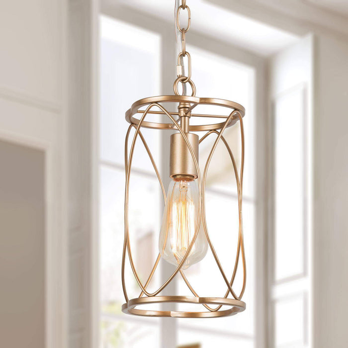 Galess 1-Light Gold Metal Cylinder Pendant Lights
