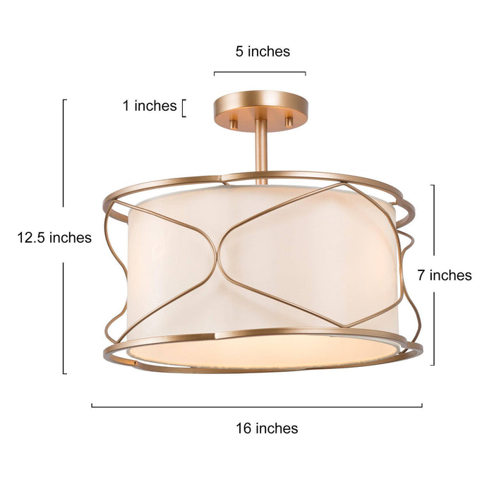 Galess 3-Light Gold Semi-Flush Mount Light