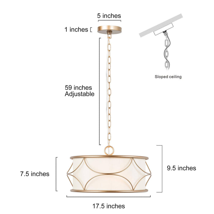 Blissve 3-Light Gold Chandelier
