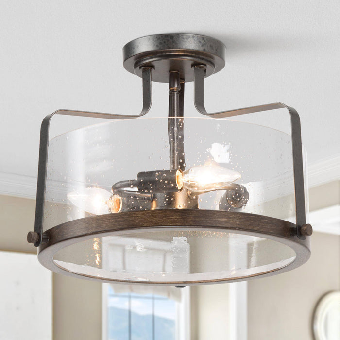 Corneus 3-Light Wood Semi-Flush Mount Light