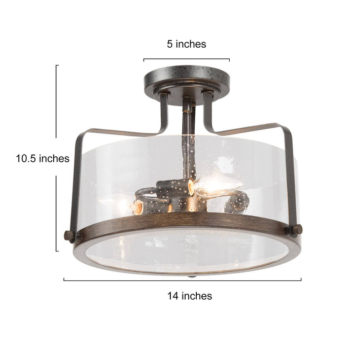 Corneus 3-Light Wood Semi-Flush Mount Light