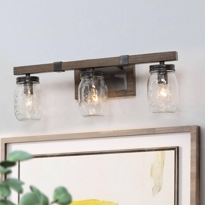 Amthyis 3-Light Wood Bathroom Vanity Light
