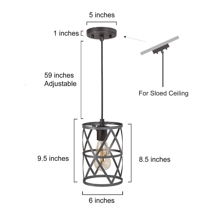 Mefluous 1-Light Black Pendant Light
