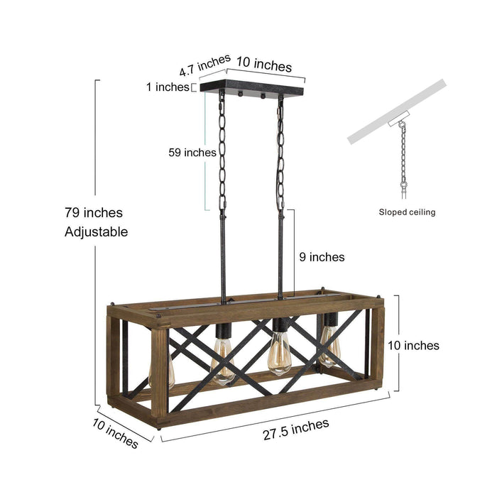 Crebon 4-Light Wood Island Light