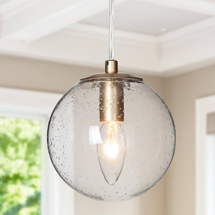 Elvinea 1-Light Gold Seeded Glass Pendant Light