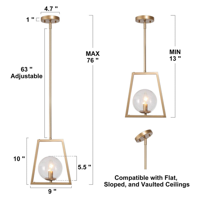 Elvinea 1-Light Gold Pendant Light