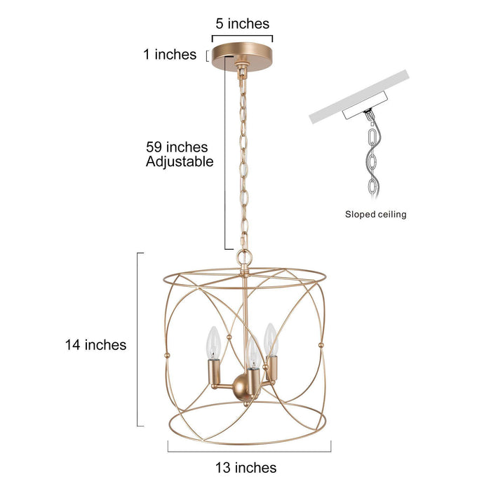 Haimeda 3-Light Gold Metal Chandeliers
