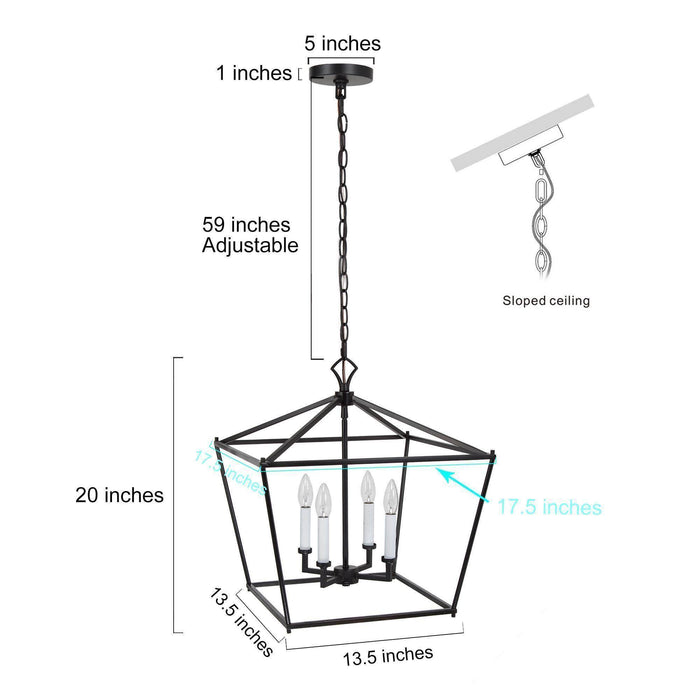 Mizuna 4-Light Black and White Chandelier