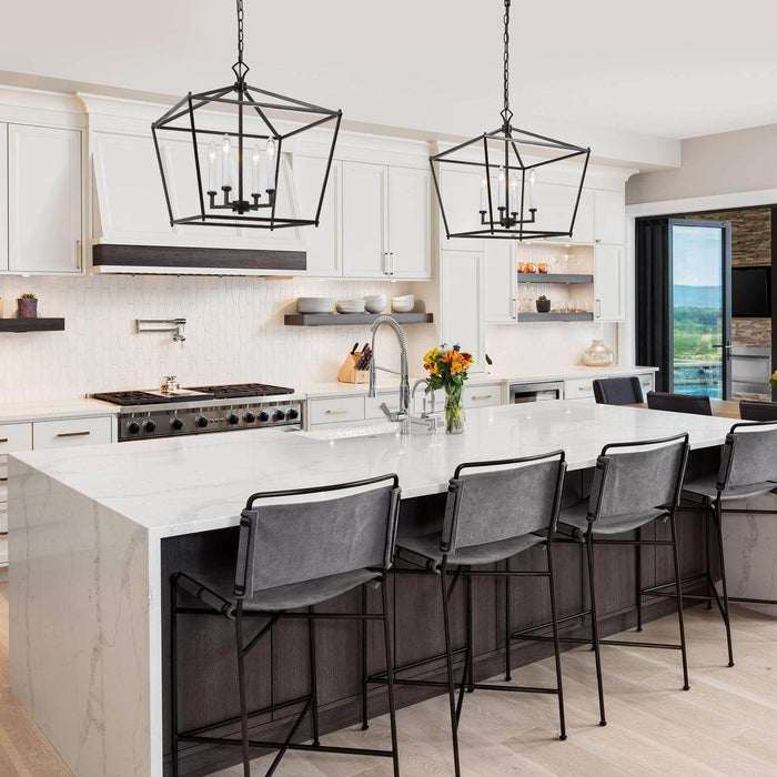 Mizuna 4-Light Black and White Chandelier
