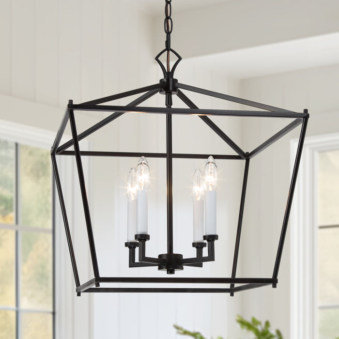 Mizuna 4-Light Black and White Chandelier