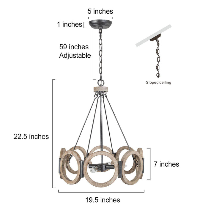 Arisema 4-Light Wood Farmhouse Chandelier