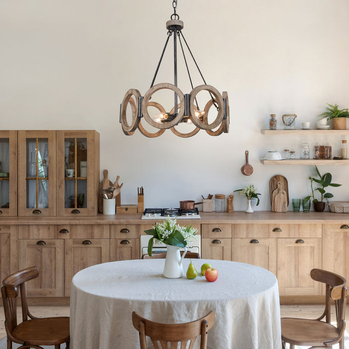 Arisema 4-Light Wood Farmhouse Chandelier