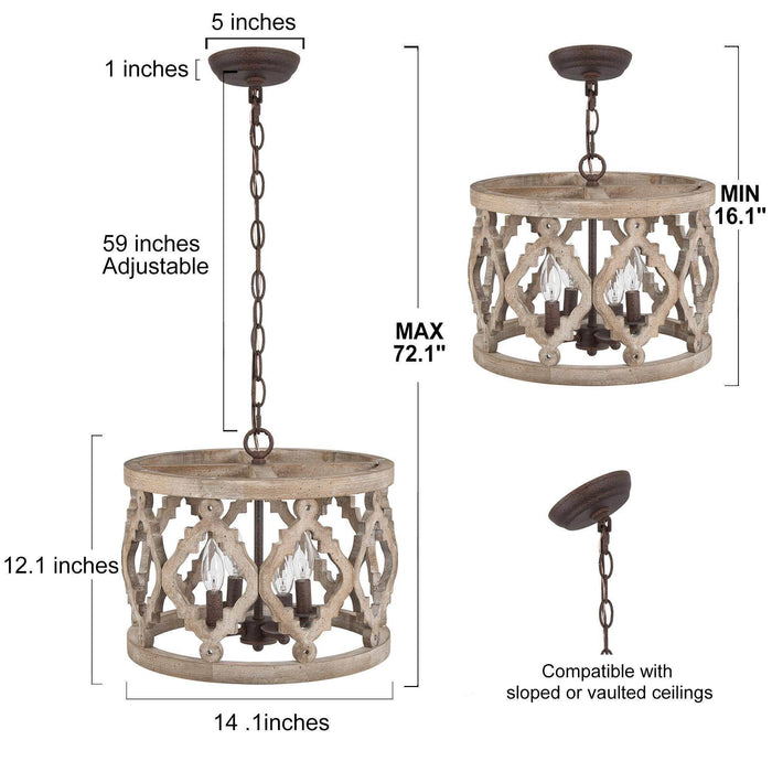 Delady 4-Light Wood Chandelier