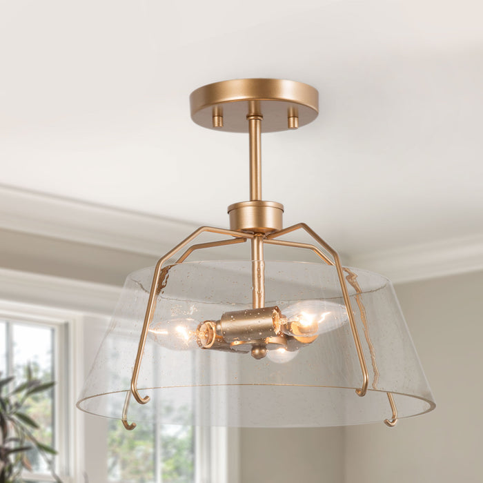 Senvira 3-Light Gold Semi-Flush Mount Light