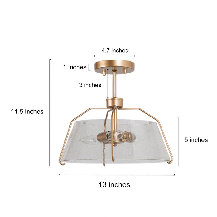 Senvira 3-Light Gold Semi-Flush Mount Light