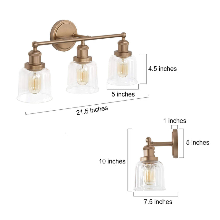 Hengra 3-Light Gold Bathroom Vanity Lights
