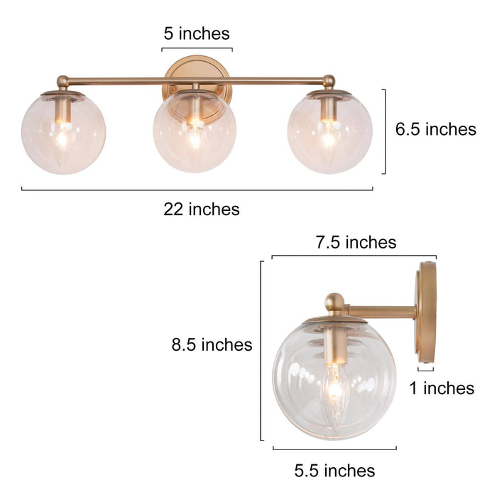 Putali 3-Light Gold Bathroom Vanity Light