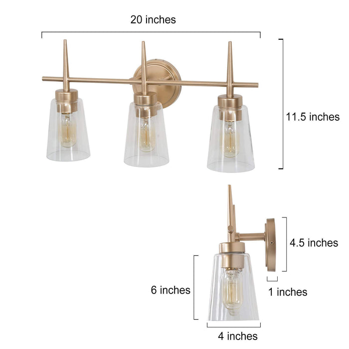 Barbau 3-Light Gold Bathroom Vanity Lights