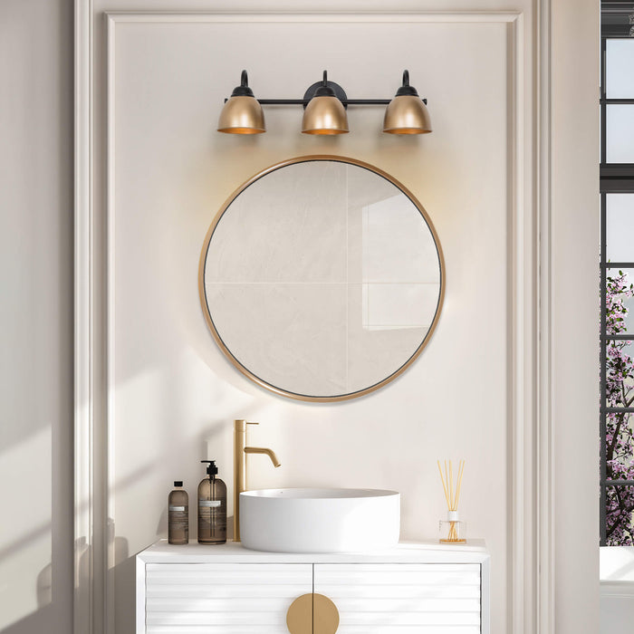 Mythrae 3-Light Black and Gold Bathroom Vanity Light