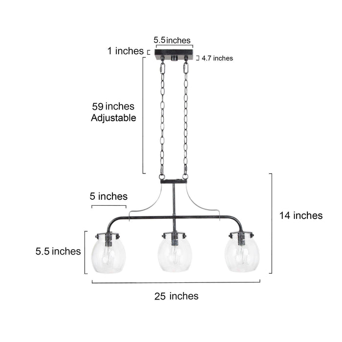Canina 3-Light Black Island Light