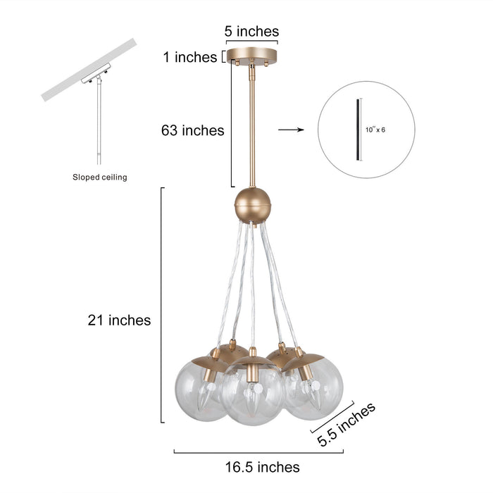 Seretee 5-Light Gold Chandelier